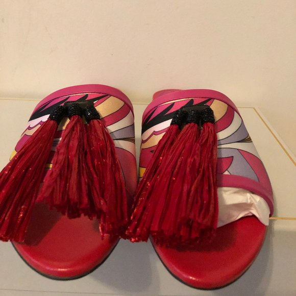 EMILIO PUCCI Printed Slide Sandals with Tassels 38 - Picture 8 of 8